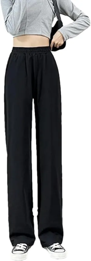 Women's Straight Loose Wide Leg Pants High Waist Casual Sweatpants Trousers
