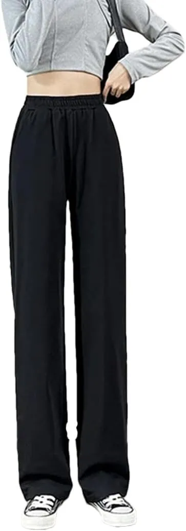 Women's Straight Loose Wide Leg Pants High Waist Casual Sweatpants Trousers
