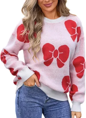 Women's Striped Sweater 2024 Long Sleeve Fall Round Neck Pullover Knit Tops Cute Casual Oversized Casual Y2K Clothes