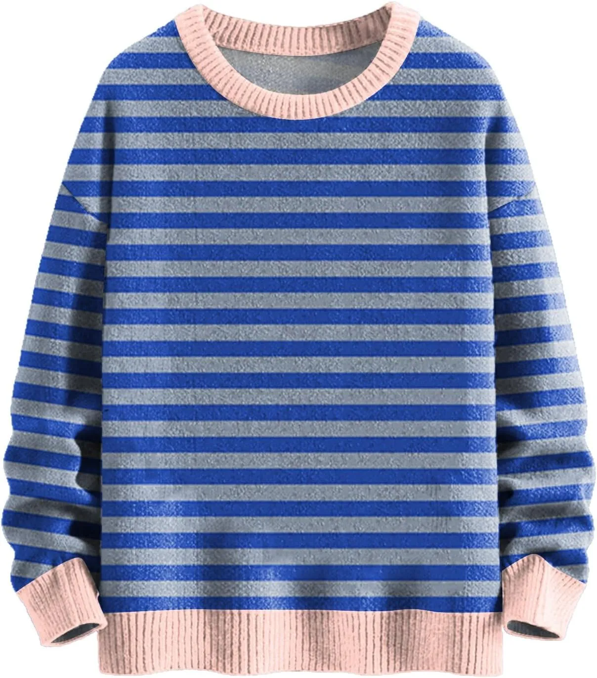 Womens Striped Sweaters Long Sleeve Crewneck Color Block Fall Pullover Lightweight Knit Loose Knited Oversized Tops