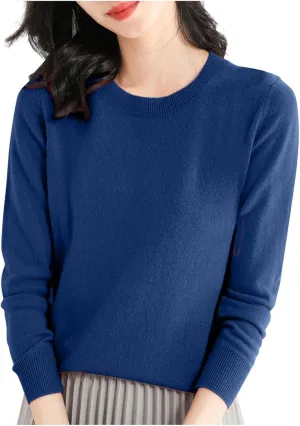 Womens Sweaters Casual Long Sleeve Crewneck Lightweight Knit Pullover Fall Fashion Solid Color Blouse Tops 2024