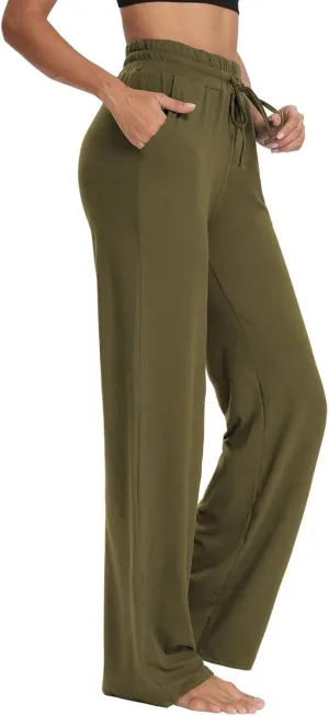 Womens Sweatpants Wide Leg Baggy Cotton Sweat Pants High Waisted Palazzo Workout Yoga Pants Lightweight Lounge Pants