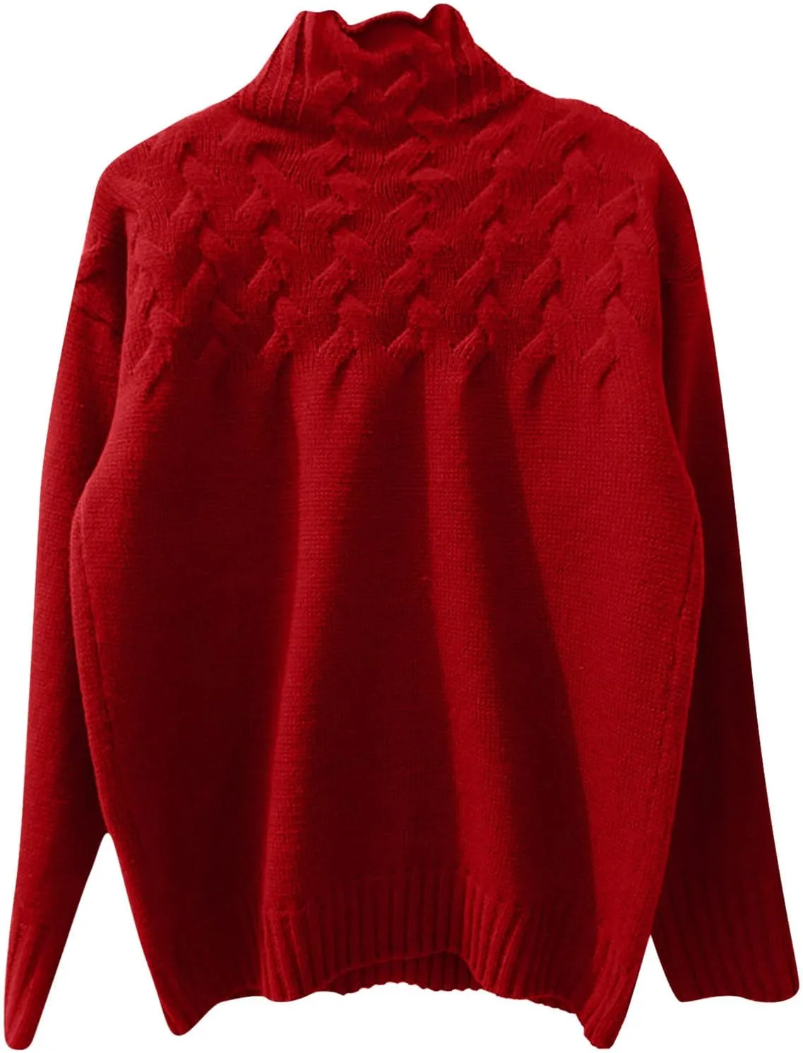 Womens Turtleneck Sweaters Casual Solid Cozy Slouhy Loose Long Sleeve Chunky Cable Knit Warm Cute Sweaters Pullover