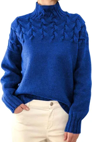 Women's Turtleneck Sweaters Slouchy Knit Chunky Sweater Fall Winter Warm Fashion Cable Weaving Long Sleeve Pullover