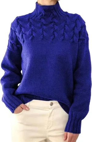 Women's Turtleneck Sweaters Slouchy Knit Chunky Sweater Fall Winter Warm Fashion Cable Weaving Long Sleeve Pullover
