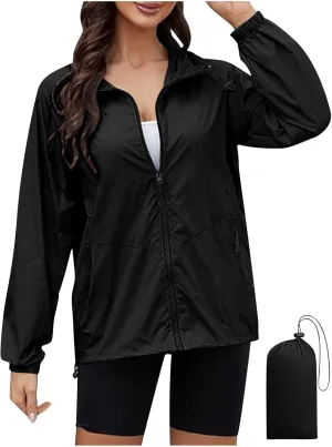 Womens Waterproof Rain Jacket Lightweight Outdoor Windbreaker Rain Coat With Hooded Shell for Hiking Travel 2024