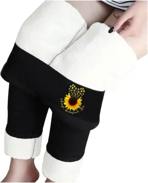 Womens Winter Fleece Lined Leggings Winter Warm Athletic Jogger Sporty Athletic Joggers Pants Lounge Pants Fluffy Sleepwear