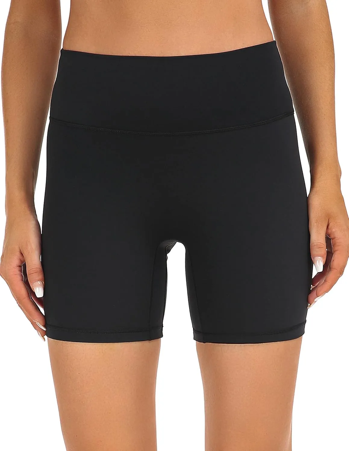 YUNOGA Women's High Waist Athletic Shorts 6" Inseam Yoga Shorts No Front Seam Workout Running Biker Shorts