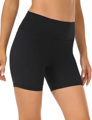 YUNOGA Women's High Waist Athletic Shorts 6" Inseam Yoga Shorts No Front Seam Workout Running Biker Shorts