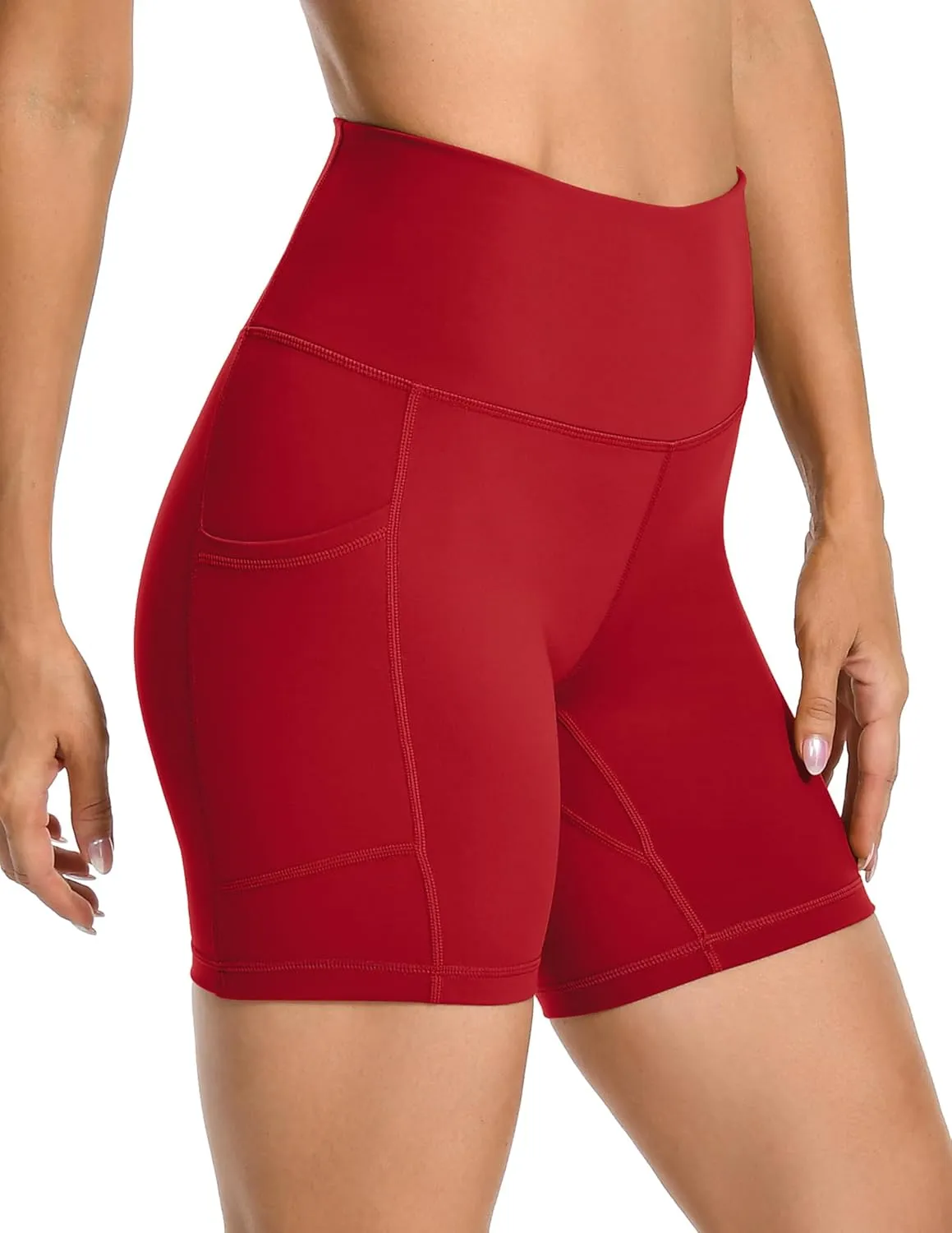 YUNOGA Womens High Waist Biker Shorts with Pockets 6"/8" Yoga Shorts Gym Workout Running Spandex Shorts