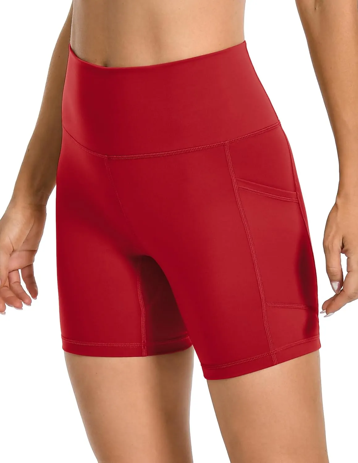 YUNOGA Womens High Waist Biker Shorts with Pockets 6"/8" Yoga Shorts Gym Workout Running Spandex Shorts