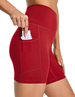 YUNOGA Womens High Waist Biker Shorts with Pockets 6"/8" Yoga Shorts Gym Workout Running Spandex Shorts