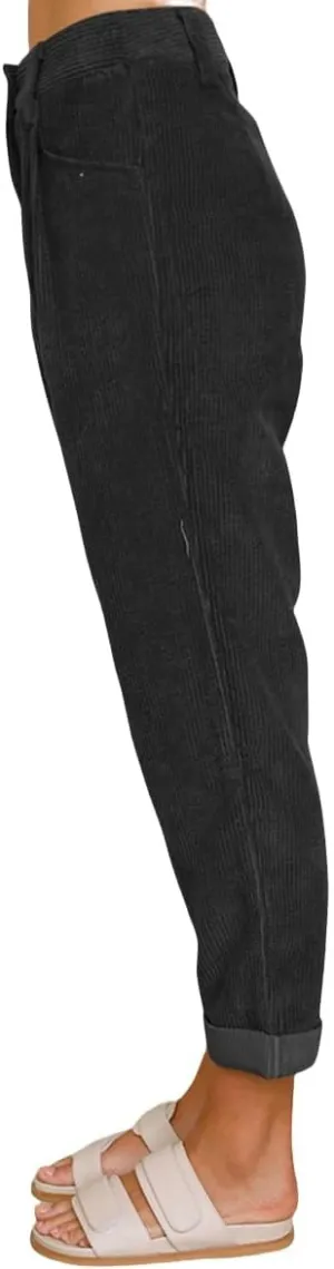 ZAFUL Women's Corduroy Casual Jogger Sweatpants with Pockets Relaxed Straight Fit